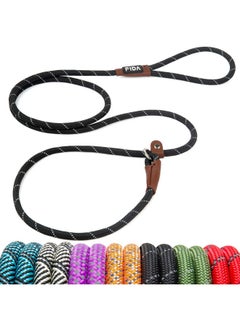 fida Fida Durable Slip Lead Dog Leash, 6 FT x 3/8" Heavy Duty Dog Loop Leash, Comfortable Strong Rope Slip Leash for Small Dogs and Puppies, No Pull Pet Training Leash with Highly Reflective (3/8", Black)  - Image 1
