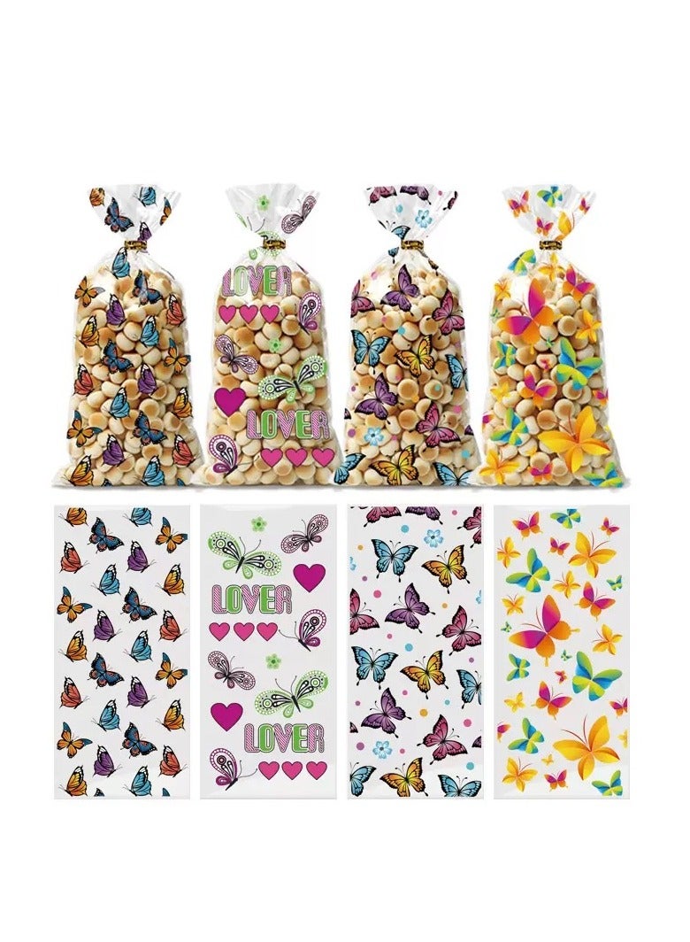 50 Candy Printed Flat Pockets Opp Bags Baking Biscuit Packaging Candy Bags And 60 Gold Ties - Image 1