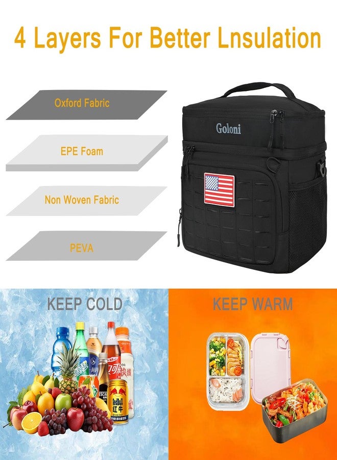 Goloni Portable Insulated Cooler Bag, Leakproof Soft-Sided Lunch Bag with Shoulder Strap,8mm Insulation Keeps Cool 16+ for Camping, Beach, Picnics,Black - Image 2
