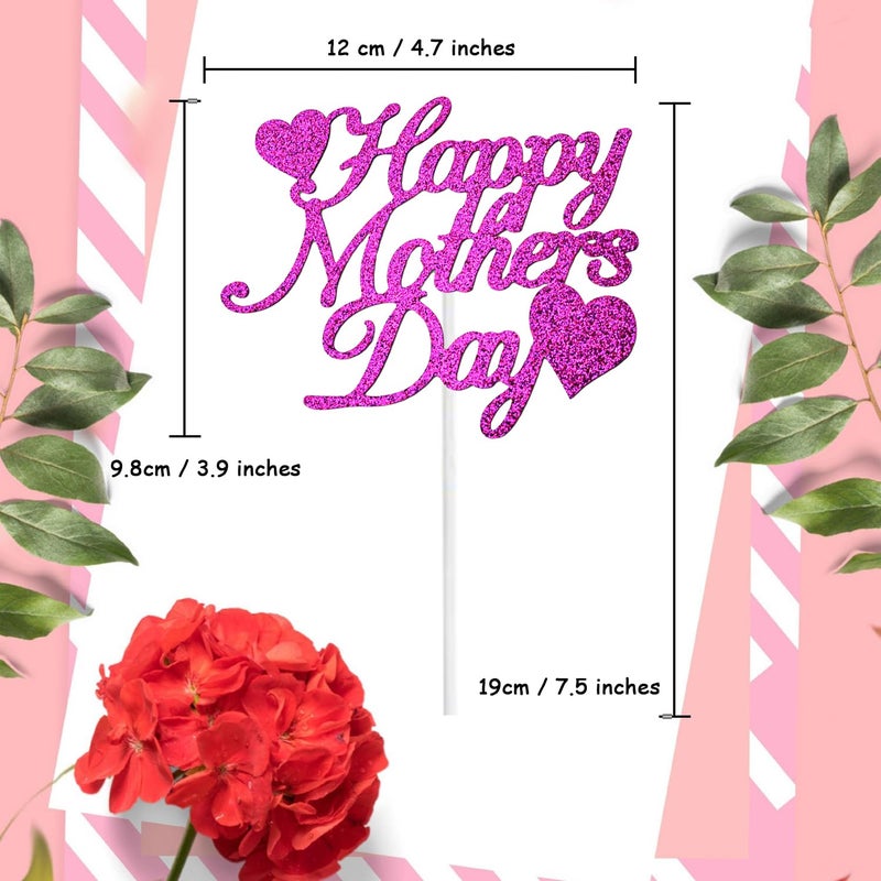 Chewarelly 10 Pack Happy Mothers Day Cake Toppers Set  Glitter Cake Bunting Decor Best Mom Ever Love Mother Cake Picks Party Decorations Supplies(Purple) - Image 2