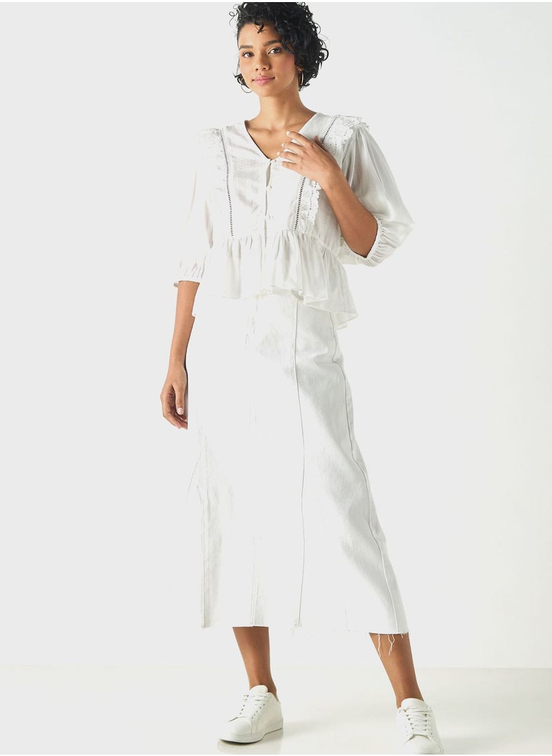 Lee Cooper Embroidered Ruffle Top  - Image 4