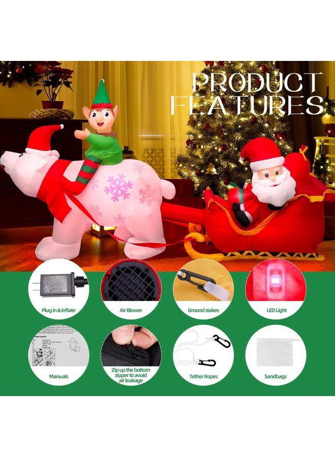 Max Fun 9.5Ft Christmas Inflatables Outdoors Decorations Santa Claus on Sleigh LEDs Build-in Blow Up Christmas Yard Inflatable Decoration for Outdoor Indoor Garden Lawn - Image 5
