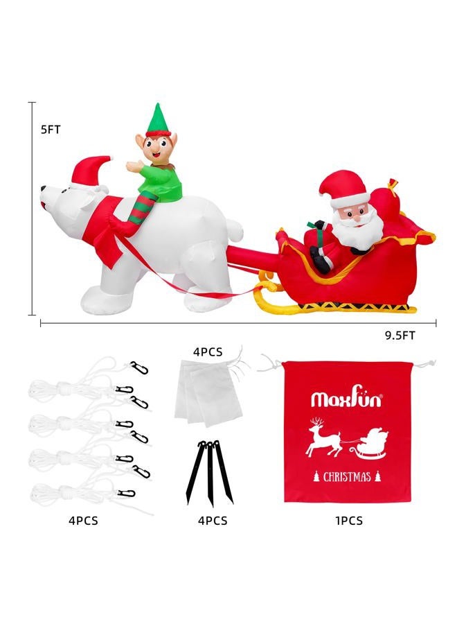 Max Fun 9.5Ft Christmas Inflatables Outdoors Decorations Santa Claus on Sleigh LEDs Build-in Blow Up Christmas Yard Inflatable Decoration for Outdoor Indoor Garden Lawn - Image 4