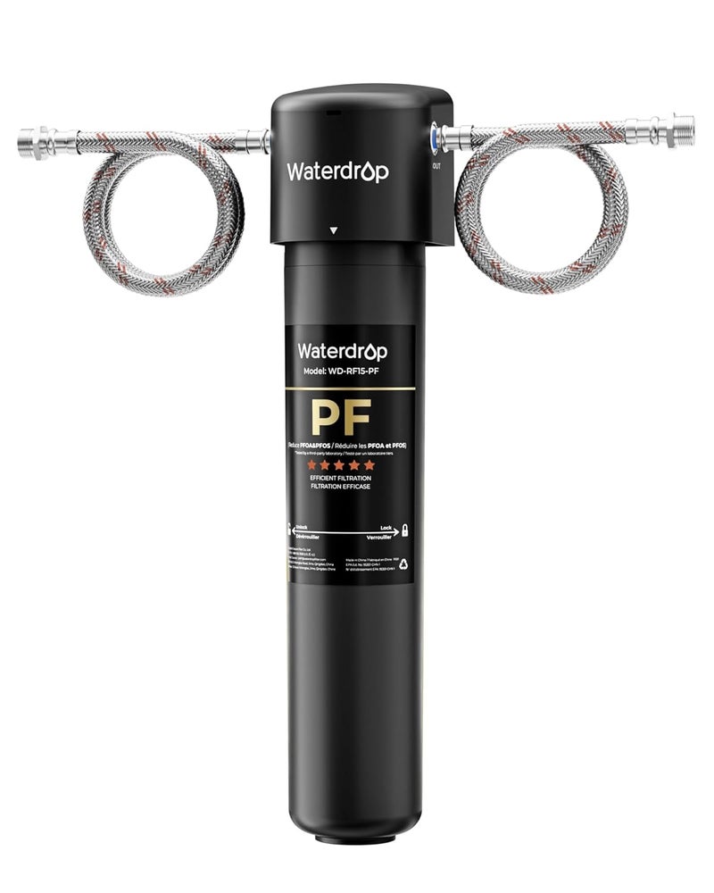Waterdrop 15UA-PF Under Sink Water Filter, Reduce 80+ Impurities Including 𝟗𝟗.𝟗% 𝐏𝐅𝐎𝐀, 𝟗𝟗.𝟖% 𝐏𝐅𝐎𝐒, 96% Chloramine, Fluoride, VOCs, Chloroform, Under Sink Water Filtration System - Image 1