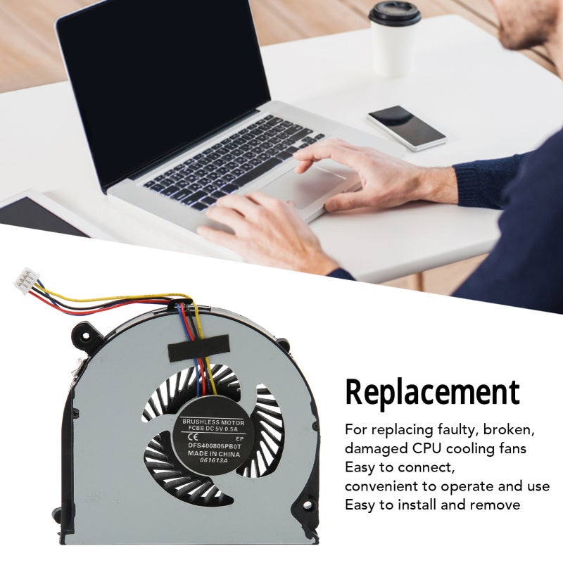 Laptop CPU Cooling Fan Replacement for HP ProBook 640 G1 645 G1 650 G1 655 G1 - Enhanced Heat Dissipation Premium Aluminum Alloy Notebook CPU Cooler for Continuous Operation - Image 3