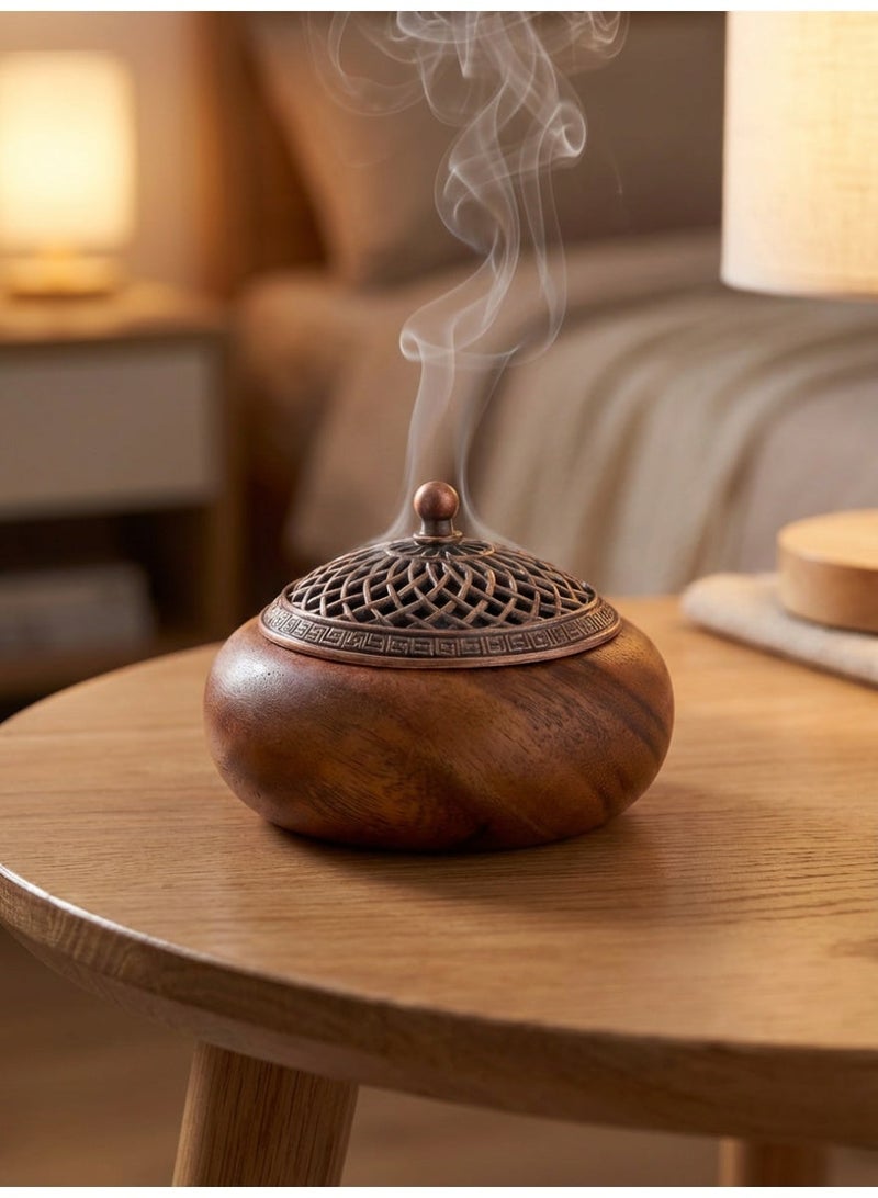 مبخرة بخور/مُبخرة بخور من خشب الجوز - هيكل من الخشب الصلب عالي الجودة، مثالية لديكور المنزل - Image 4