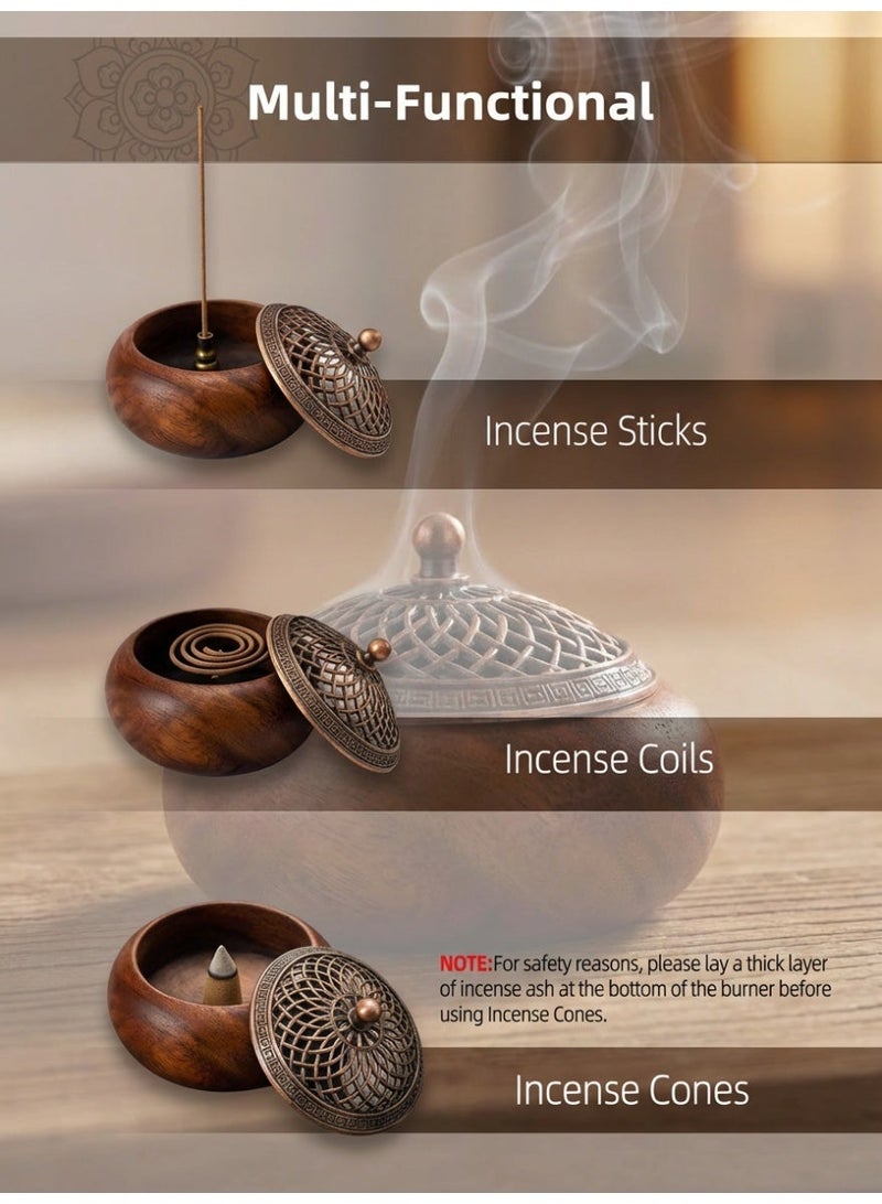 مبخرة بخور/مُبخرة بخور من خشب الجوز - هيكل من الخشب الصلب عالي الجودة، مثالية لديكور المنزل - Image 5