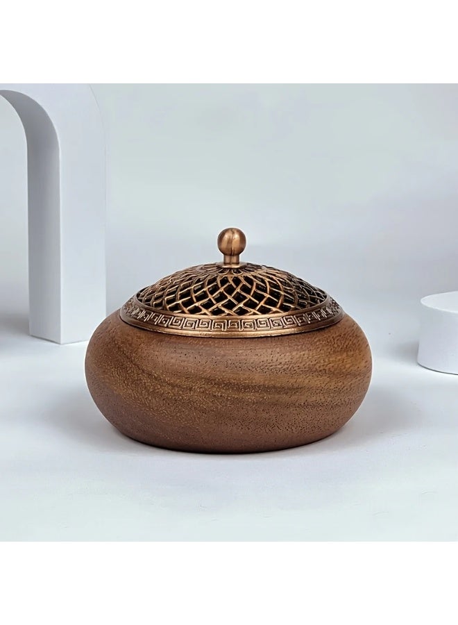 مبخرة بخور/مُبخرة بخور من خشب الجوز - هيكل من الخشب الصلب عالي الجودة، مثالية لديكور المنزل - Image 1