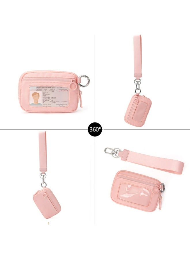 VUTUXA KeyChain Wallet Wristlet Wallets For Women Iris Wallet Zip Card Case with ID Window (pink) - Image 4