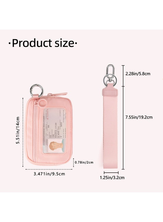 VUTUXA KeyChain Wallet Wristlet Wallets For Women Iris Wallet Zip Card Case with ID Window (pink) - Image 5
