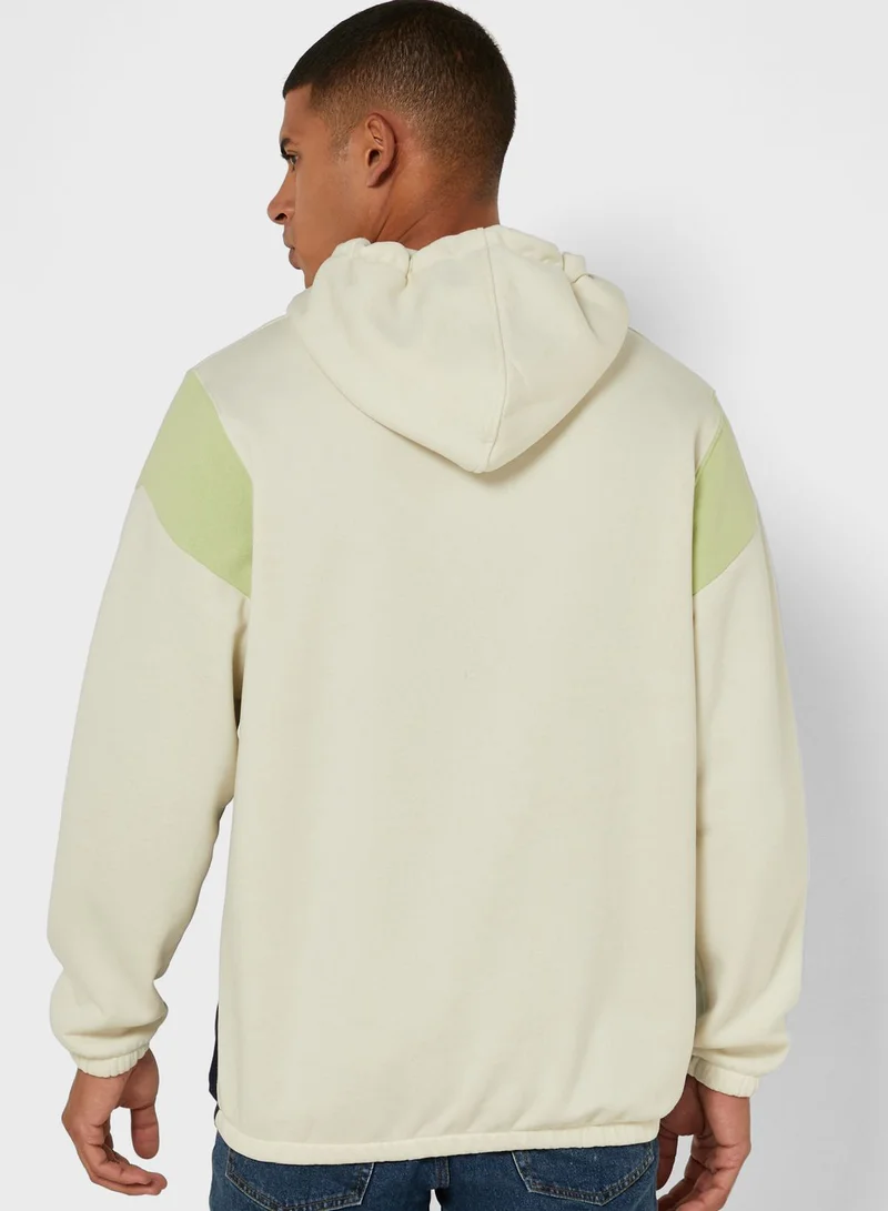 JACK & JONES Color Block Oversize Half Zip Hoodie