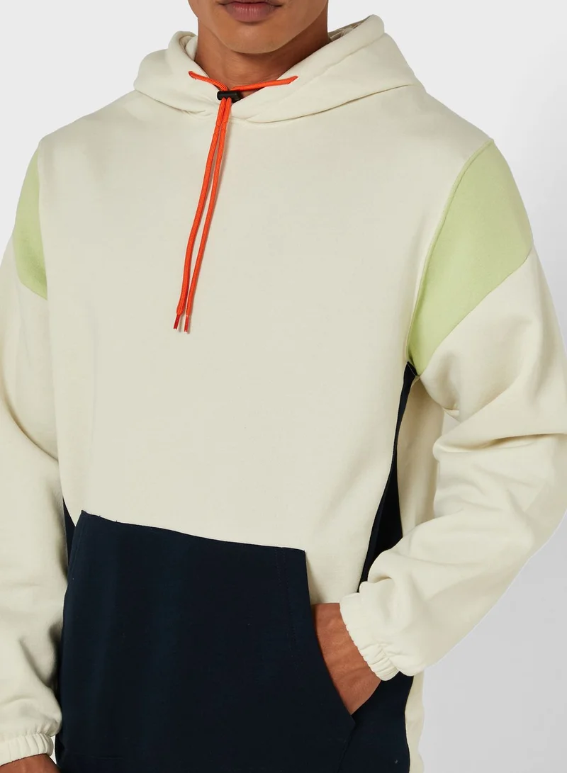 JACK & JONES Color Block Oversize Half Zip Hoodie