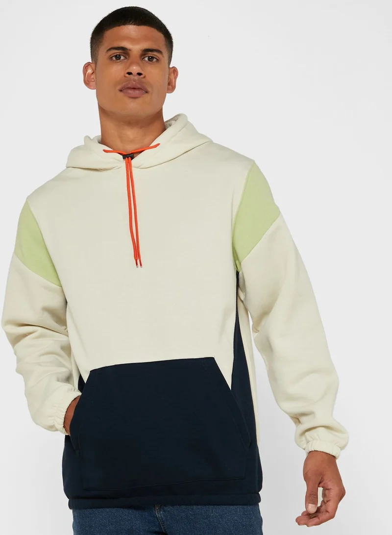 JACK & JONES Color Block Oversize Half Zip Hoodie