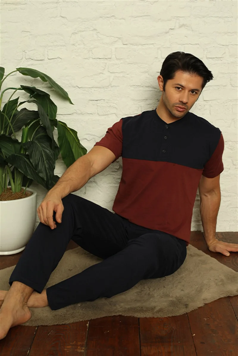Akbeniz Men's Claret Red 3-Piece Pajamas Set 6823