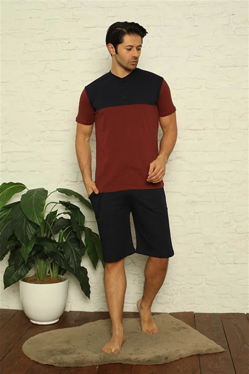 Akbeniz Men's Claret Red 3-Piece Pajamas Set 6823