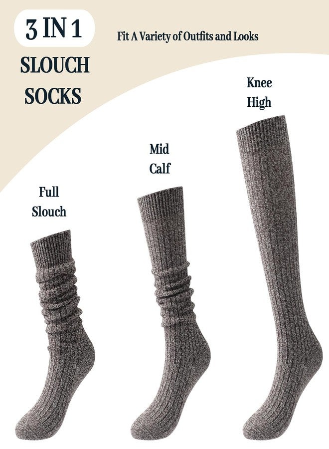 Pleneal 3 Pairs Slouch Socks for Women Long Slouchy Scrunch Socks, Knit Chunky Boot Sock - Image 2