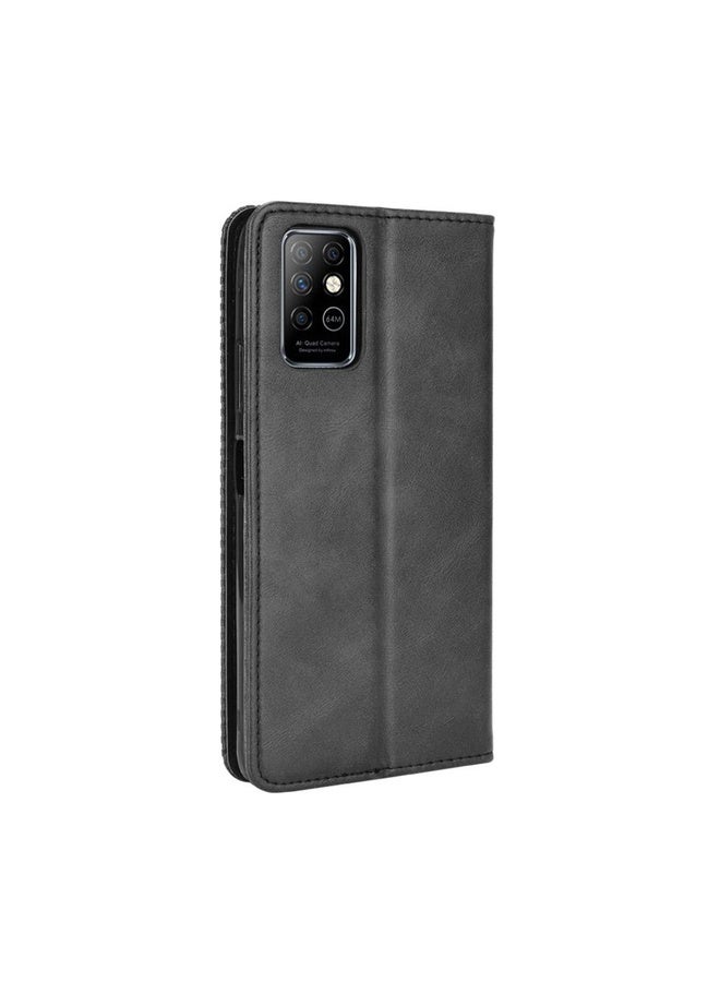 HuHa For Infinix Note 8 / X692 Magnetic Buckle Retro Crazy Horse Texture Horizontal Flip Leather Case with Holder & Card Slots & Photo Frame(Black)  - Image 3