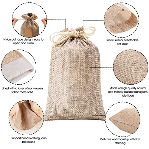 Homum 30Pcs Premium Burlap Gift Bags with Drawstring and 30Pcs Gift Tags & String, 3x4 Inch Reusable Gift Bags, Burlap Bags, Linen Sacks Bag for Wedding Favors Party Jewelry Pouches, Christmas, Coffee, DIY Craft Bags - Image 3
