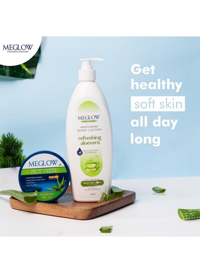 Meglow Combo of Aloe Vera Moisturizing Cold Cream Moisturizer Cream with SPF 15 Protection & Aloevera Body Lotion Best Moisturizer for dry skin - Image 2