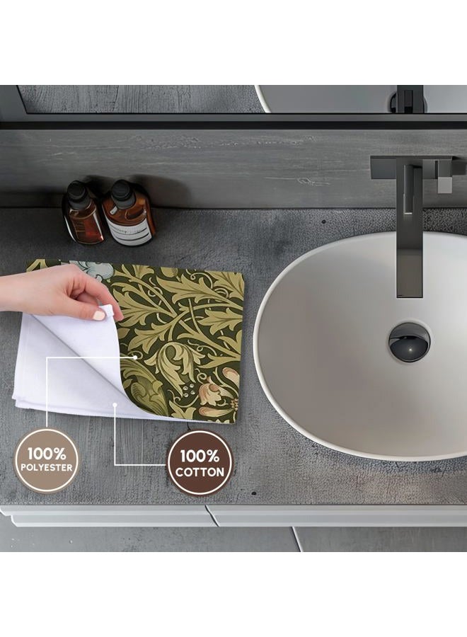 3DROSE 3D Rose Print of Vintage Olive Green n Black Floral Pattern TWL_186332_1 Towel, 15" x 22" - Image 4