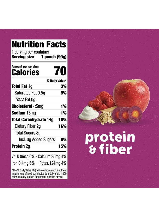 Beech-Nut Baby & Toddler Food Pouches with Protein and Fiber, Apple Yogurt Raspberry Purple Carrot & Oat Puree, 3.5 oz (12 Pack) - Image 5
