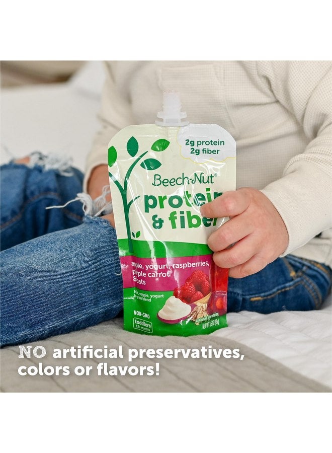 Beech-Nut Baby & Toddler Food Pouches with Protein and Fiber, Apple Yogurt Raspberry Purple Carrot & Oat Puree, 3.5 oz (12 Pack) - Image 2