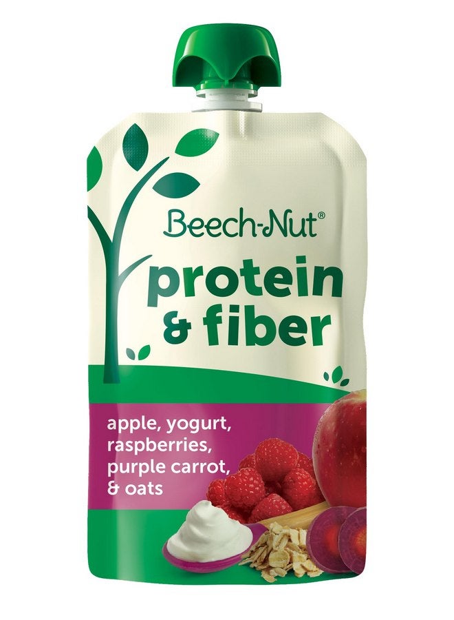 Beech-Nut Baby & Toddler Food Pouches with Protein and Fiber, Apple Yogurt Raspberry Purple Carrot & Oat Puree, 3.5 oz (12 Pack) - Image 1