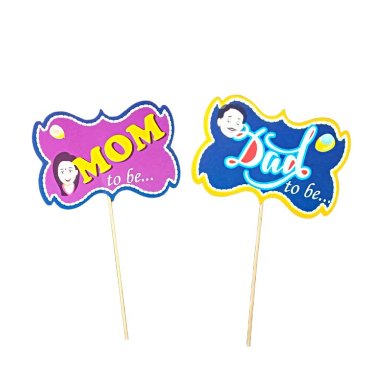 FI - FLICK IN 18 pcs Baby Shower Props for Photoshoot Indian Family Photo Booth Party Props Decorations Sticks Attached Babyshower Photography Hindi English Props (Pack of 18, Multicolor) - Image 3