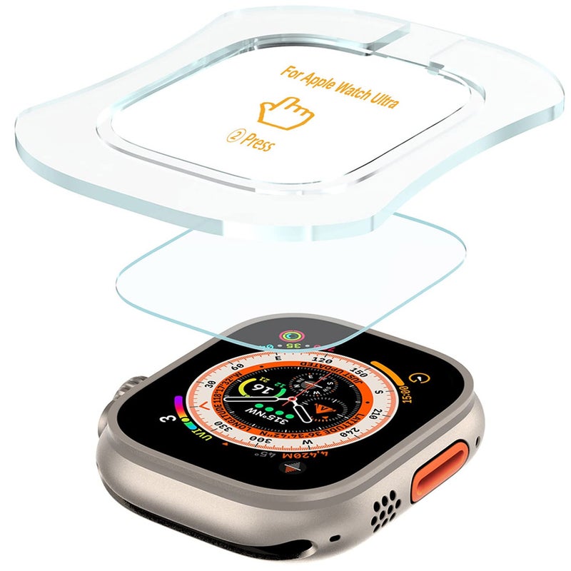 Mr Shield Mr.Shield Tempered Glass Screen Protector Guard For Apple Watch Ultra 2/1 49mm, (2024/2023/2022) with Auto-alignment Installation Frame - Clear - Image 3