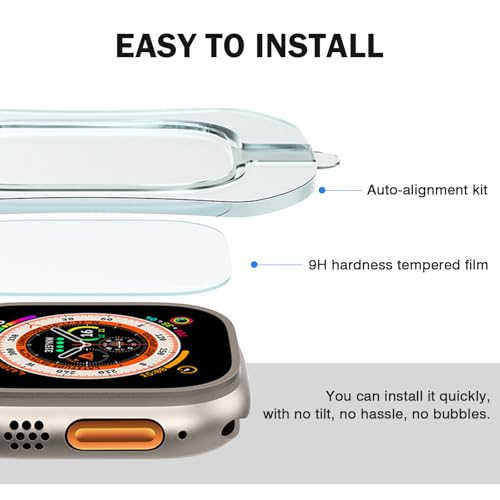 Mr Shield Mr.Shield Tempered Glass Screen Protector Guard For Apple Watch Ultra 2/1 49mm, (2024/2023/2022) with Auto-alignment Installation Frame - Clear - Image 2