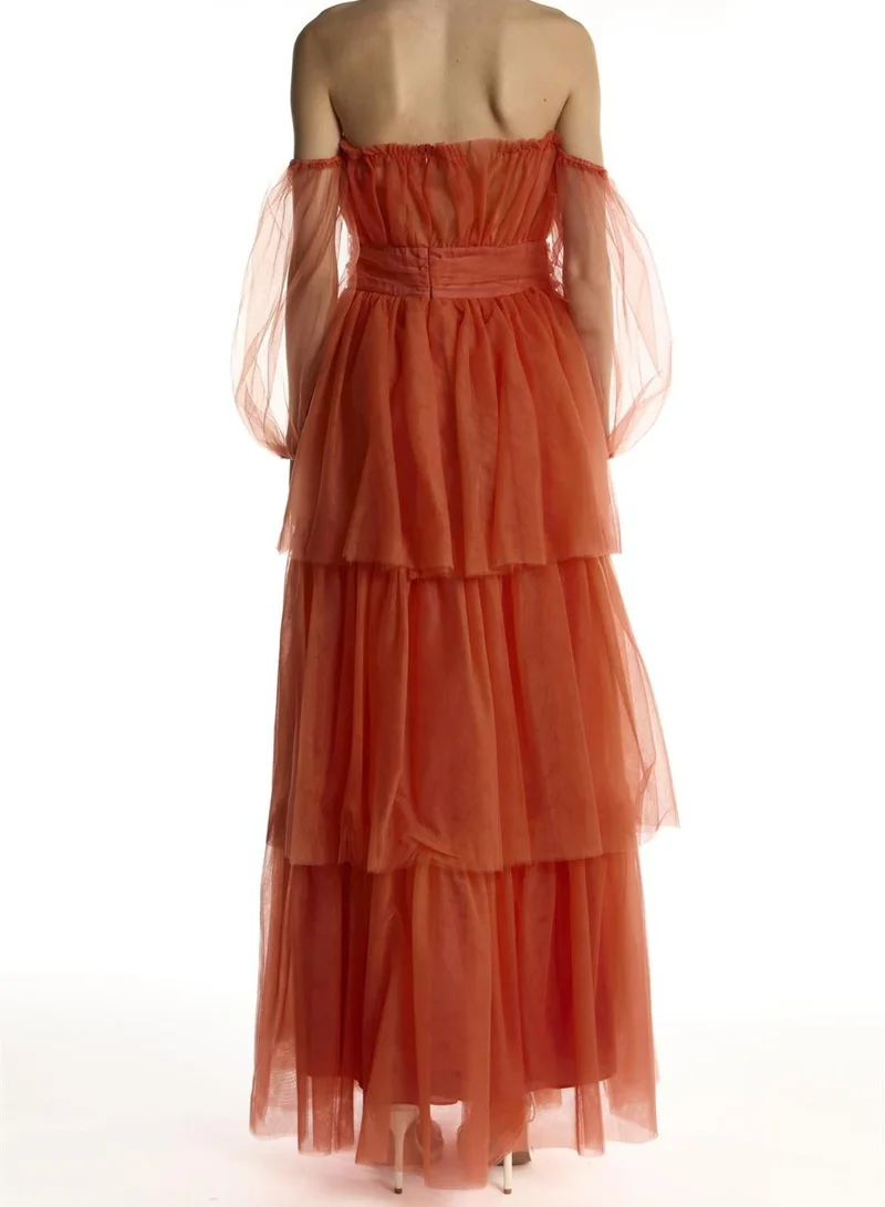 ترو ديكادينس Soft Rust Bardot Tiered Maxi-Dress