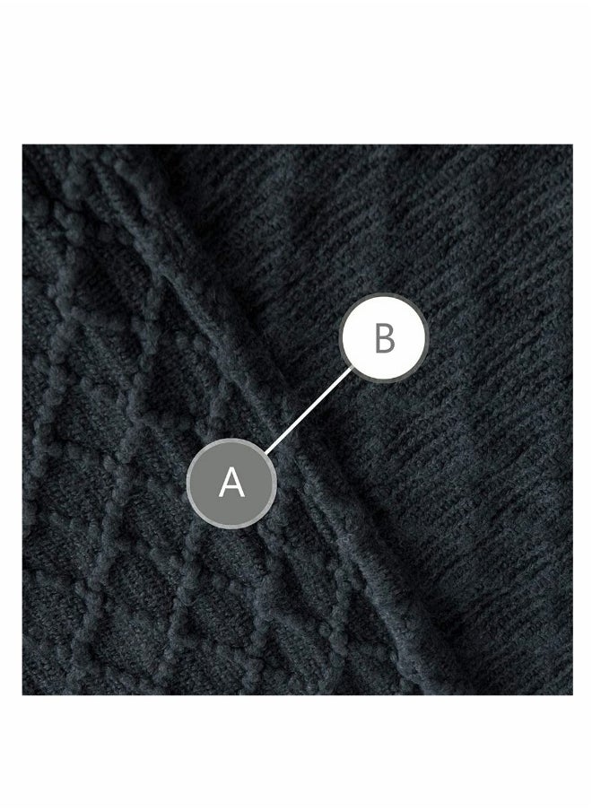 Generic Acrylic Knitted Throw Blanket Lightweight and Soft Cozy Decorative Woven Blanket with Tassels for Travel Couch Bed Sofa Available All Year Round 51 x 67 Inch Dark Grey  - Image 3