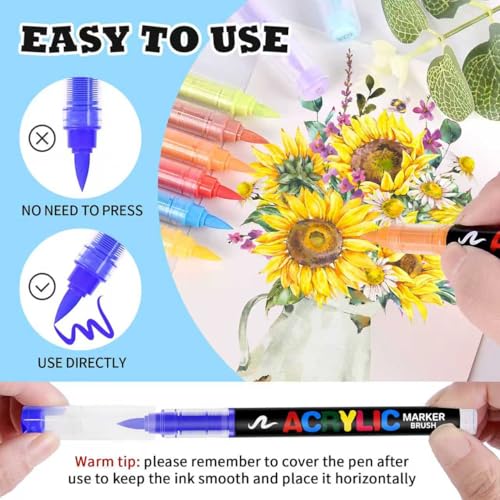colourmotor Acrylic Paint Markers 24 Colors, Water-Based No-Bleed Markers with Automatic Ink Control, Premium Acrylic Paint Pens for Wood, Canvas, Rock Painting, Glass, Ceramic Surfaces, DIY Crafts - Image 3
