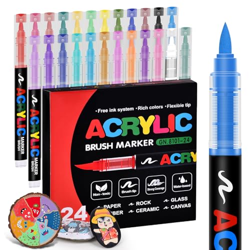 colourmotor Acrylic Paint Markers 24 Colors, Water-Based No-Bleed Markers with Automatic Ink Control, Premium Acrylic Paint Pens for Wood, Canvas, Rock Painting, Glass, Ceramic Surfaces, DIY Crafts - Image 1
