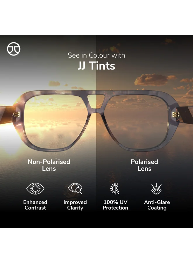 John Jacobs Black Brown Full Rim Round John Jacobs JJ Tints JJ S17337-C1 Polarized Sunglasses