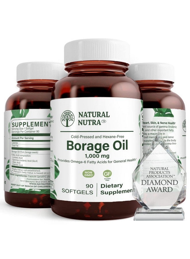 Natural Nutra Borage Oil Omega 6 Essential Fatty Acids Supplement 90 Softgels. - Image 1