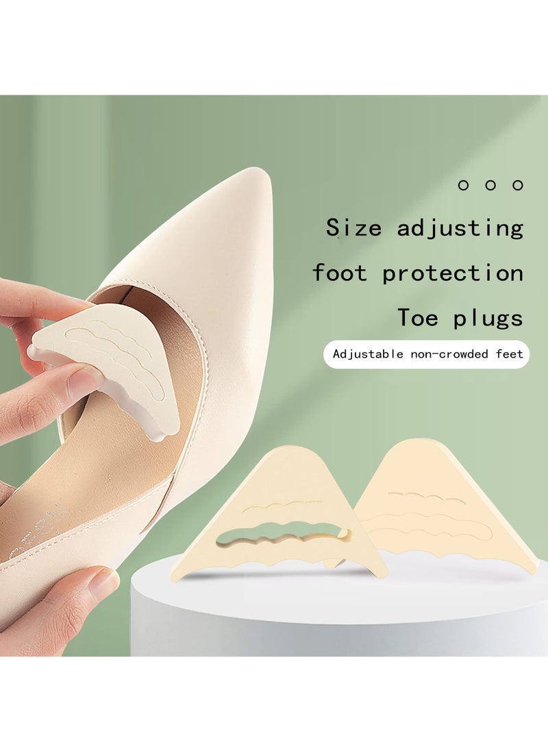 4 Pairs Soft Sponge Adjustable Toe Filler, Reusable Toe Plug for Men and Women Too Big Shoes (2 Black+2 Beige)