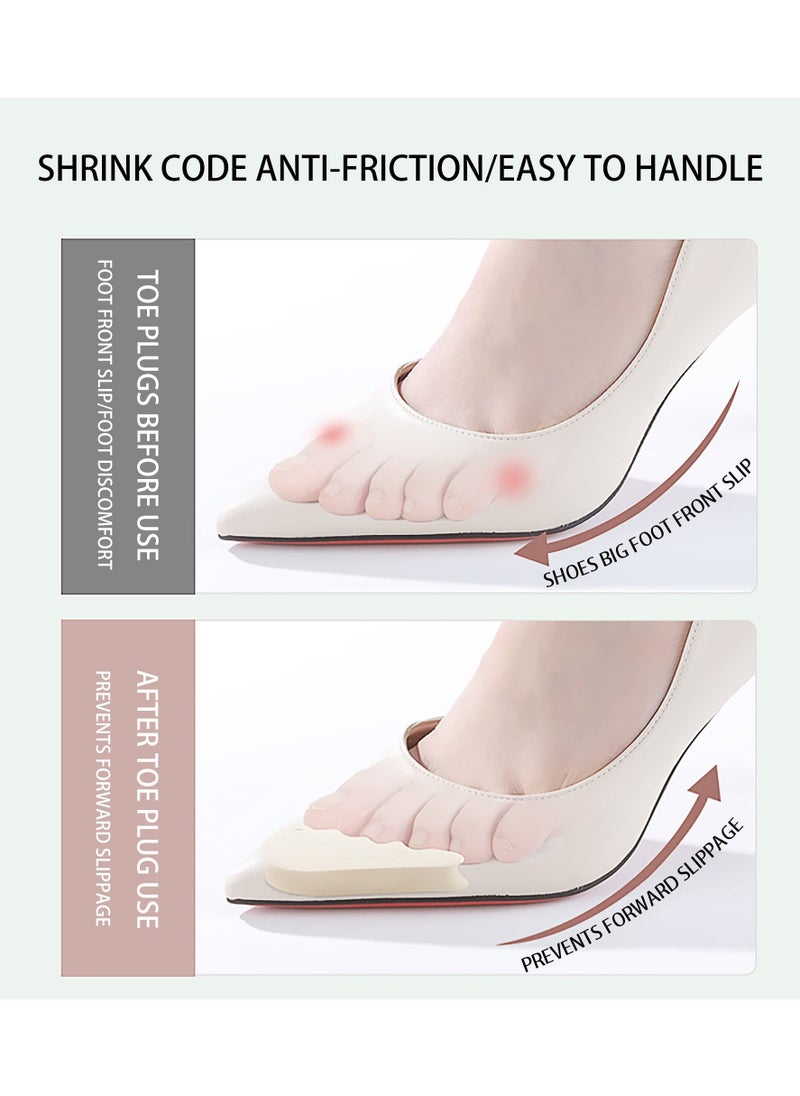 4 Pairs Soft Sponge Adjustable Toe Filler, Reusable Toe Plug for Men and Women Too Big Shoes (2 Black+2 Beige)