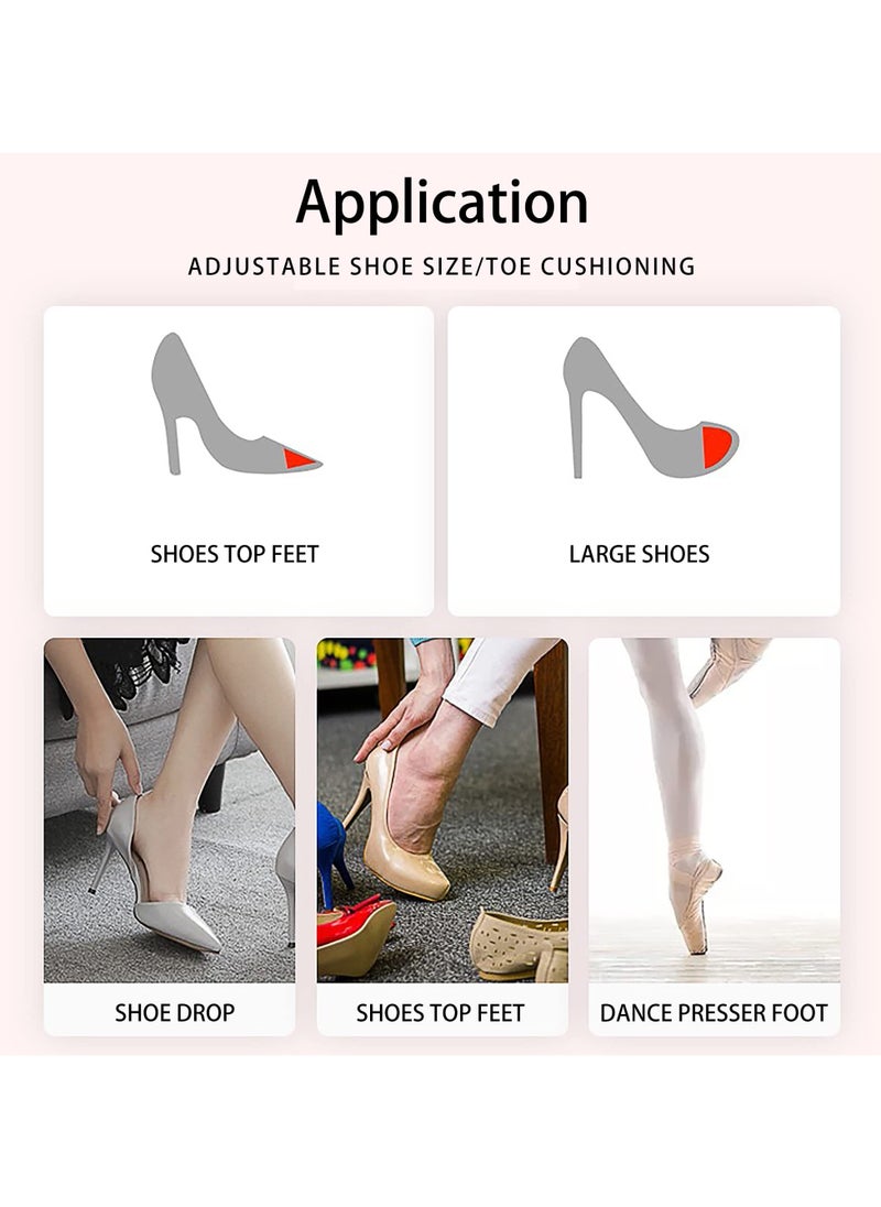 4 Pairs Soft Sponge Adjustable Toe Filler, Reusable Toe Plug for Men and Women Too Big Shoes (2 Black+2 Beige)