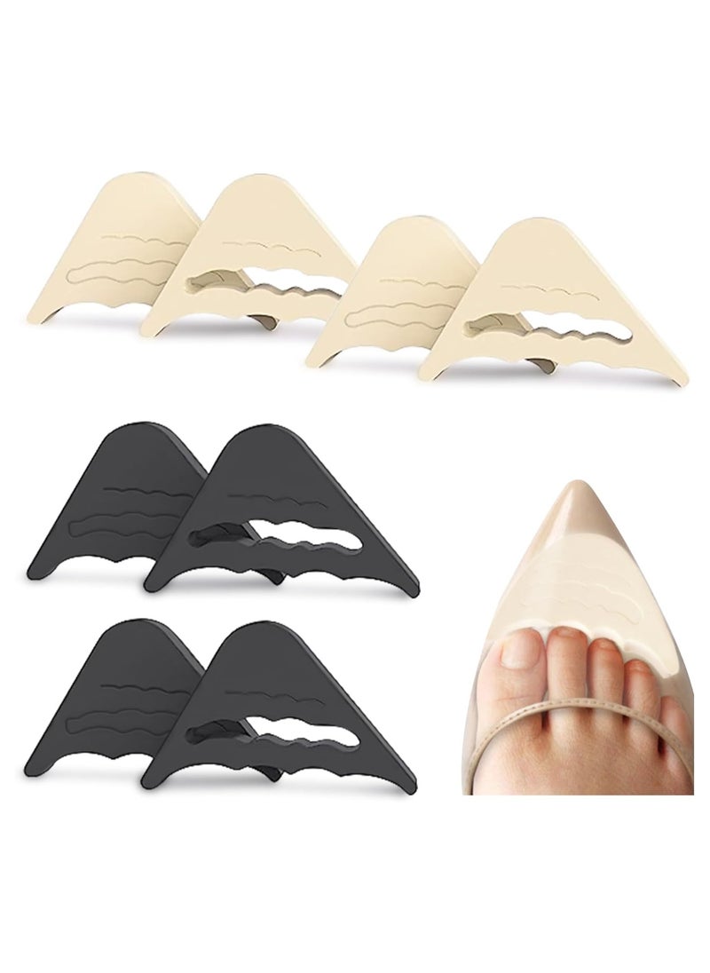 4 Pairs Soft Sponge Adjustable Toe Filler, Reusable Toe Plug for Men and Women Too Big Shoes (2 Black+2 Beige)
