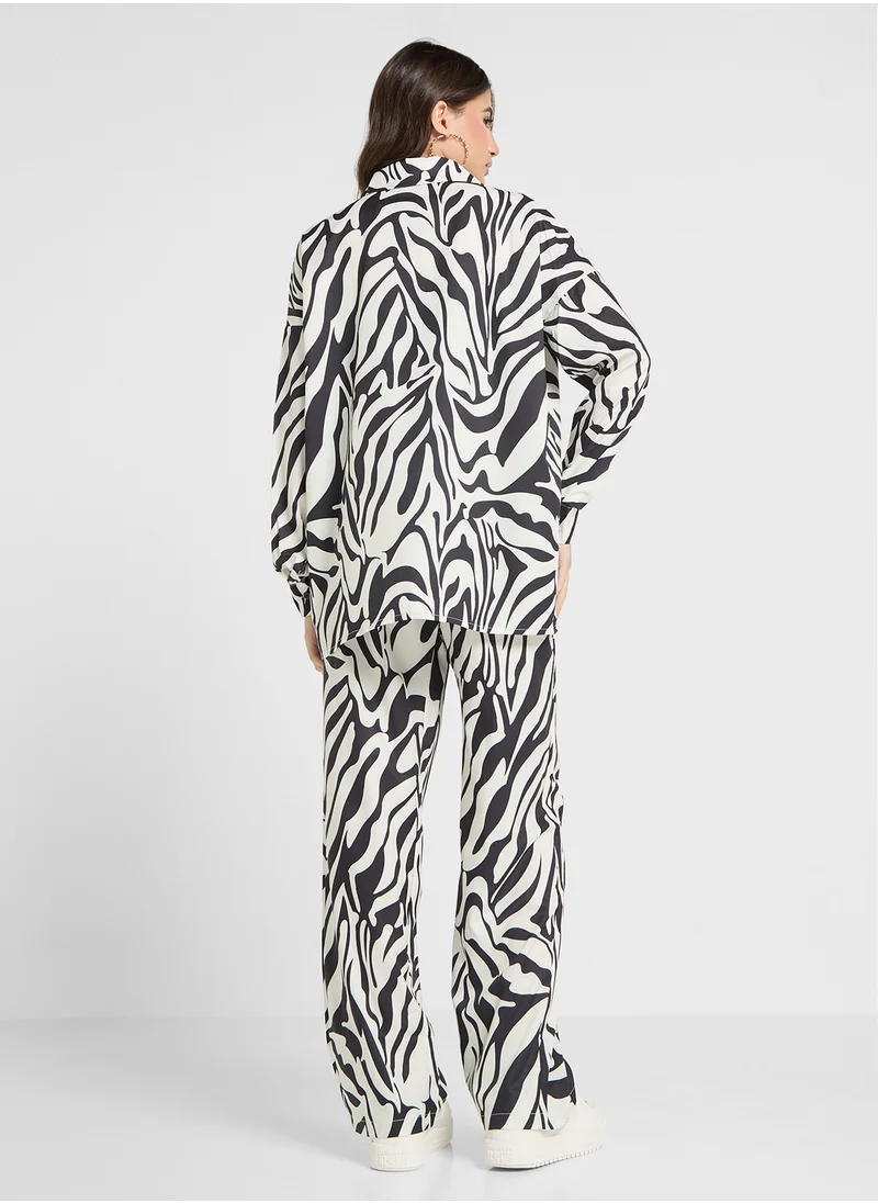 Ginger Animal Print Oversize Shirt & Pant Set