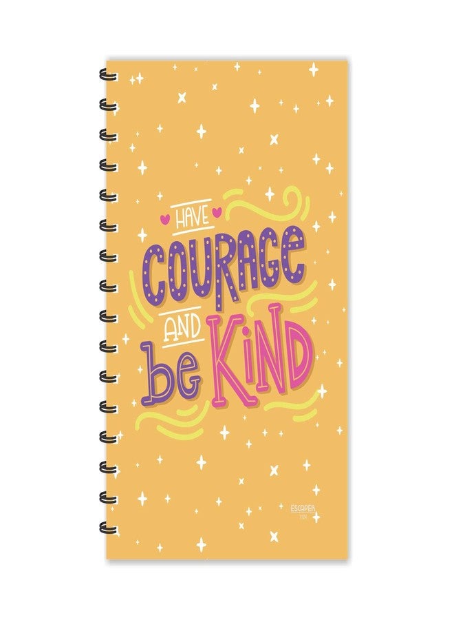 ESCAPER مفكرة إسكيبر، مسطرة، مقاس A5 (8.5 × 5.5 بوصة)، مزينة باقتباسات تحفيزية: "كن شجاعًا ولطيفًا". مثالية للاستخدام المكتبي أو كهدية. - Image 1