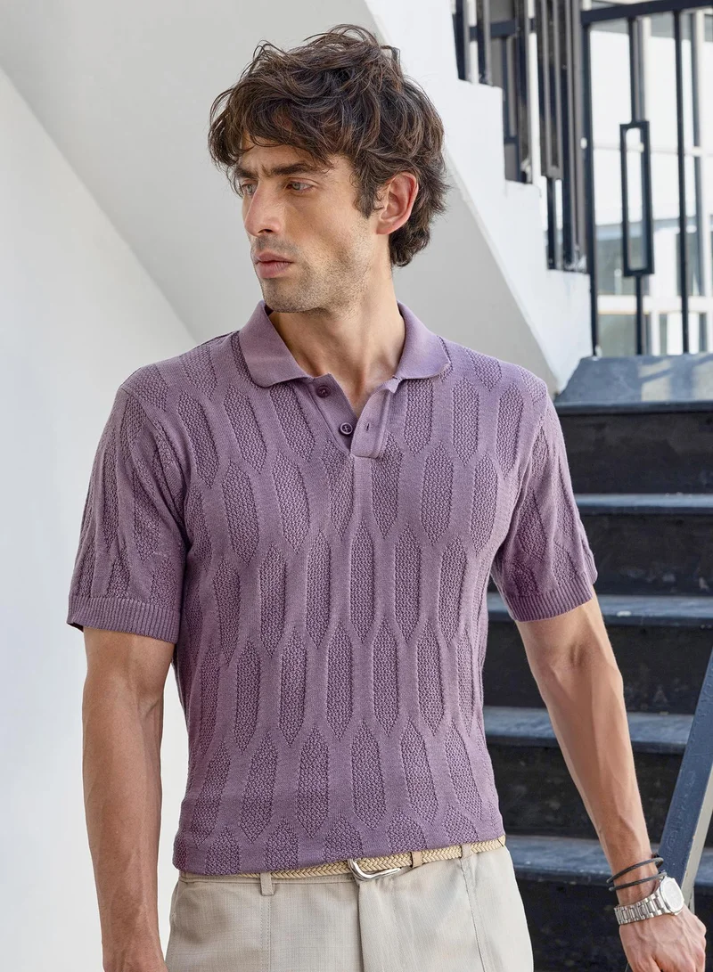 CAHOOT Men's Purple Plain/Basic T-Shirt For Casual Wear | Polo Collar | Short Sleeve | Button Closure | Polyester T-Shirt Crafted With Comfort Fit For Everyday Wear