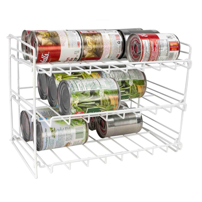 Home Basics Home Basics Can Rack Organizer Food Storage Canned Food Soda Can Dispenser for Cabinet or Refrigerator White 