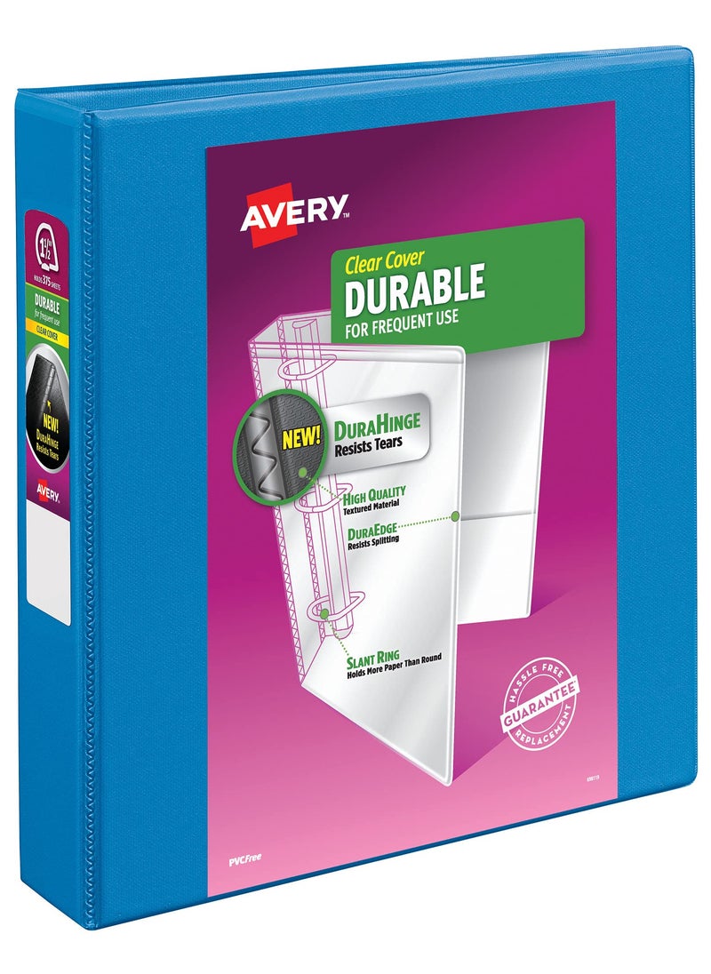AVERY Avery Durable View 3 Ring Binder, 1-1/2 Inch Slant Rings, 1 Pool Blue Binder (17834)  - Image 1