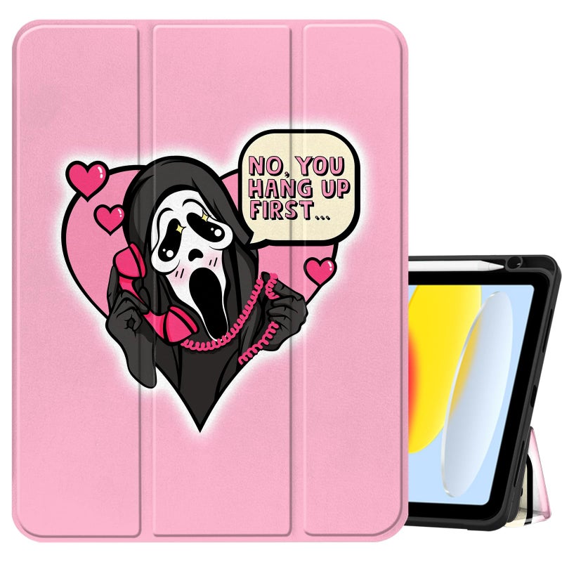 Cabreche Compatible with iPad (A16) 11th Generation 11 Inch 2025,10th Generation Case 2022,iPad 10.9 Inch Case Pencil Holder Soft Back Auto Sleep/Wake Cover Women Girls Cute Cool-Pink Skull Skeleton - Image 1