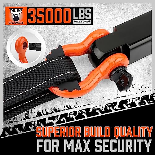 HORUSDY Nylon Heavy Duty Tow Strap Recovery Strap with Hooks 3" x 30Ft - 35,000 LBS Break Strength, 2" Shackle Hitch Receiver + 3/4 D Ring Shackles (2pcs), Recover Your Vehicle Stuck in Mud/Snow. - Image 5