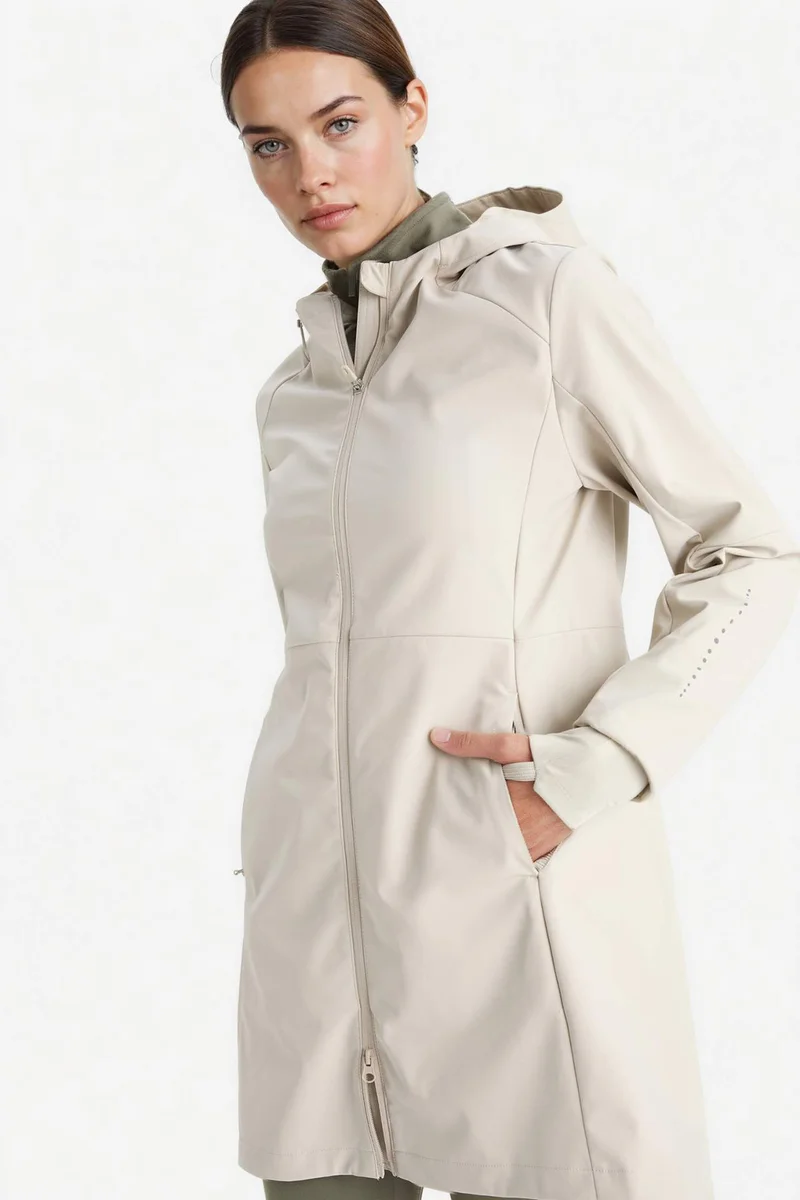 ديفاكتو DeFactoFit Water Repellent Slim Fit Hooded Zipper Rain Coat