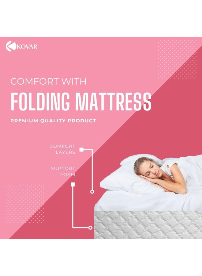 kovar مرتبة كوفار القابلة للطي الفاخرة، تصميم ثلاثي الطيات، رغوة عالية الكثافة ومهوّاة، محمولة - Image 4