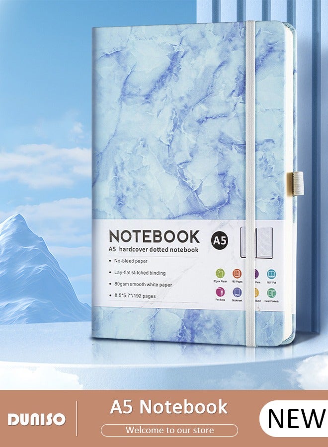 DUNISO A5 Notebook, Portable Notepad with Ribbon Bookmark, Transverse Line Diary Notebook for Women Men, Classic Transverse Line Notepad with Pen Slot for Writing,Travel,Work & School - Image 1